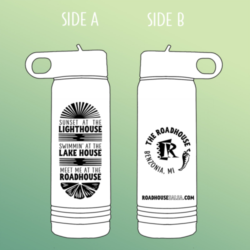 House Rules etched water bottle art