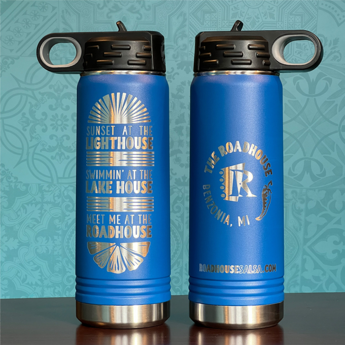 House Rules etched water bottle