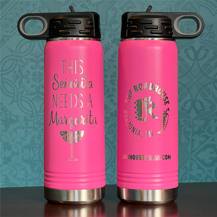 Senorita Margarita etched water bottle